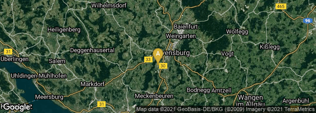 Detail map of Oberzell, Ravensburg, Baden-Württemberg, Germany