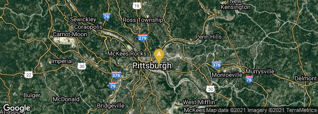 Detail map of Pittsburgh, Pennsylvania, United States