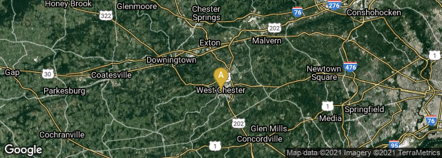 Detail map of West Chester, Pennsylvania, United States