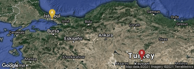 Detail map of İstanbul, Turkey,Kayseri, Turkey