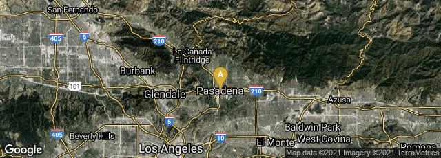 Detail map of Pasadena, California, United States