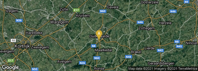 Detail map of Oudenaarde, Vlaanderen, Belgium