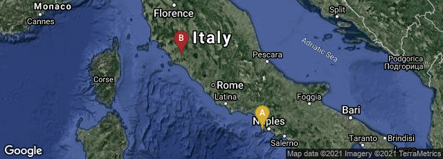 Detail map of Monte di Cuma, Campania, Italy,Montemerano, Toscana, Italy
