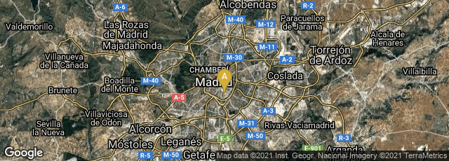 Detail map of Madrid, Comunidad de Madrid, Spain