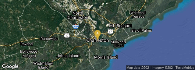Detail map of Charleston, South Carolina, United States