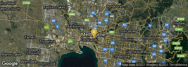 Detail map of Melbourne, Victoria, Australia