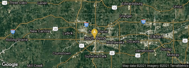 Detail map of South Bend, Indiana, United States