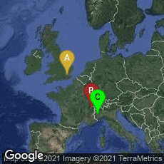 Overview map of London, England, United Kingdom,Centre-Plainpalais-Acacias, Genève, Genève, Switzerland,Torino, Piemonte, Italy