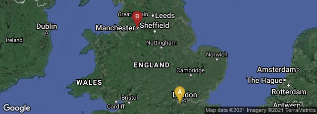 Detail map of London, Teddington, England, United Kingdom,Manchester, England, United Kingdom