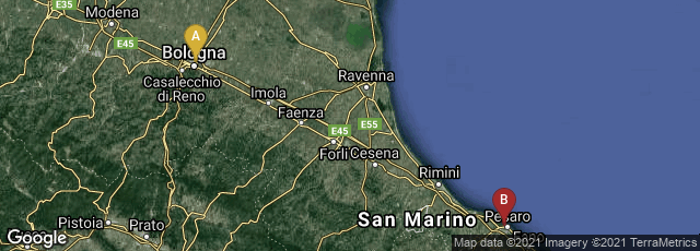 Detail map of Bologna, Emilia-Romagna, Italy,Pesaro, Marche, Italy