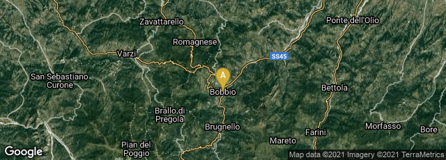 Detail map of Bobbio, Emilia-Romagna, Italy