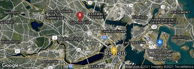 Detail map of Boston, Massachusetts, United States,Somerville, Massachusetts, United States