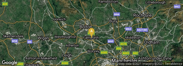 Detail map of Farnworth, Bolton, England, United Kingdom
