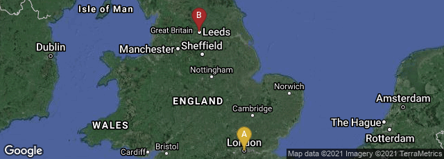 Detail map of London, England, United Kingdom,Leeds, England, United Kingdom