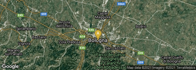 Detail map of Bologna, Emilia-Romagna, Italy