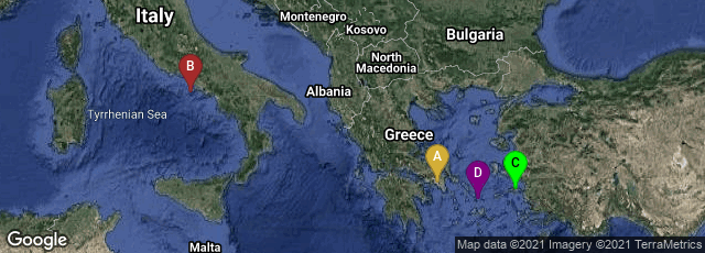 Detail map of Athina, Greece,Campania, Italy,Greece,Klouvas, Greece