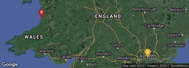 Detail map of London, England, United Kingdom,Aberystwyth, Wales, United Kingdom