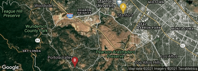 Detail map of Stanford, California, United States,Portola Valley, California, United States
