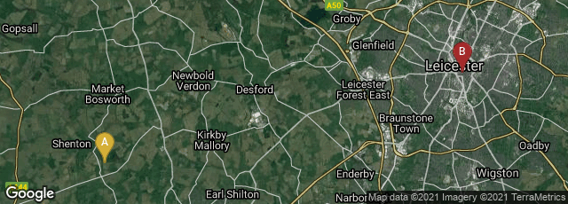 Detail map of Nuneaton, England, United Kingdom,Leicester, England, United Kingdom