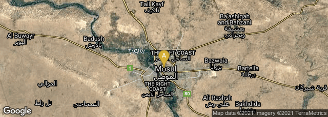 Detail map of The Left Coast, Mosul, Nineveh Governorate, Iraq