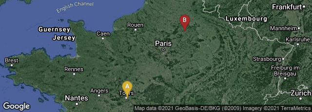 Detail map of Tours, Centre-Val de Loire, France,Soissons, Hauts-de-France, France