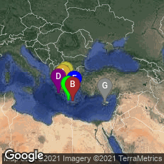 Overview map of Greece,Knosos, Greece,Chania, Greece,Pilos, Greece,Thiva, Greece,Thira, Greece,Lefkoşa kazası, Cyprus