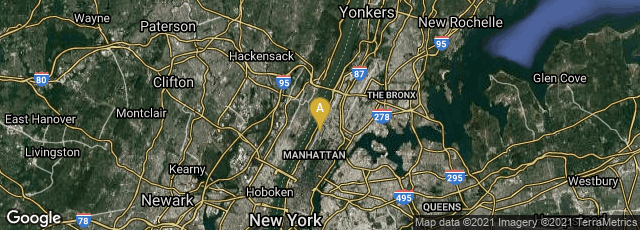 Detail map of Manhattan, New York, New York, United States