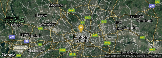 Detail map of London, England, United Kingdom