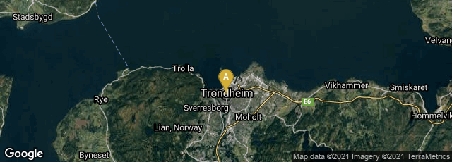 Detail map of Trondheim, Trøndelag, Norway