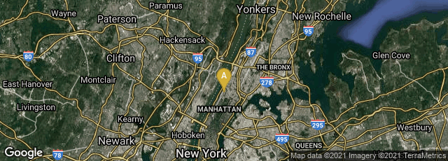 Detail map of Manhattan, New York, New York, United States