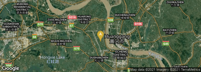 Detail map of Huarong Qu, Ezhou Shi, Hubei Sheng, China