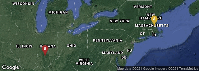Detail map of Cambridge, Massachusetts, United States,Bloomington, Indiana, United States
