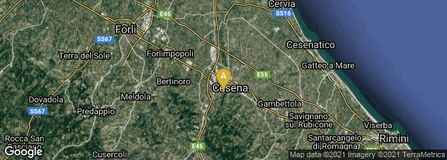 Detail map of Cesena, Emilia-Romagna, Italy