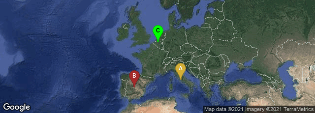 Detail map of Roma, Lazio, Italy,Toledo, Castilla-La Mancha, Spain,Antwerpen, Vlaanderen, Belgium