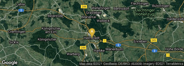 Detail map of Helmstedt, Niedersachsen, Germany