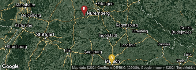 Detail map of München, Bayern, Germany,Ansbach, Bayern, Germany