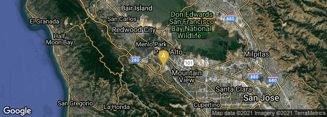 Detail map of Palo Alto, California, United States
