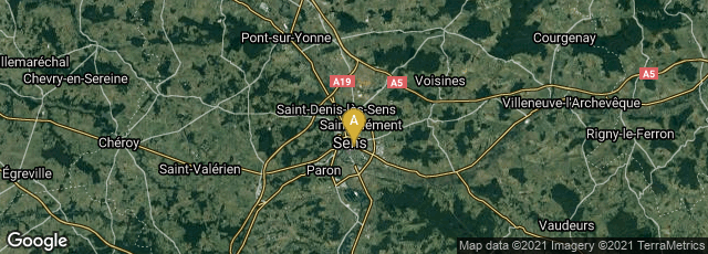 Detail map of Sens, Bourgogne-Franche-Comté, France