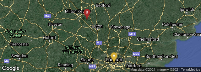 Detail map of London, England, United Kingdom,Milton Keynes, England, United Kingdom