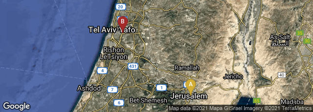 Detail map of Jerusalem, Jerusalem District, Israel,Ramat Gan, Tel Aviv District, Israel