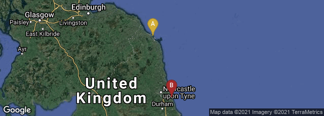 Detail map of Holy Island, Berwick-upon-Tweed, England, United Kingdom,Monkwearmouth, Sunderland, England, United Kingdom
