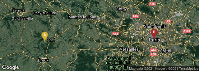 Detail map of Sorel-Moussel, Centre-Val de Loire, France,Paris, Île-de-France, France