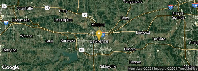 Detail map of Lawrence, Kansas, United States