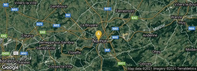 Detail map of Namur, Wallonie, Belgium