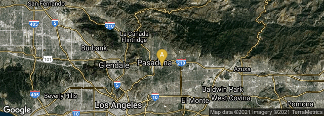 Detail map of Pasadena, California, United States