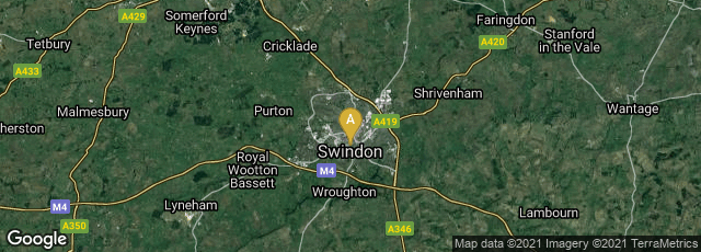 Detail map of Swindon, England, United Kingdom