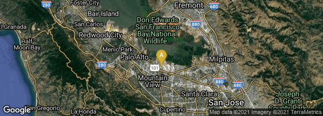 Detail map of Mountain View, California, United States
