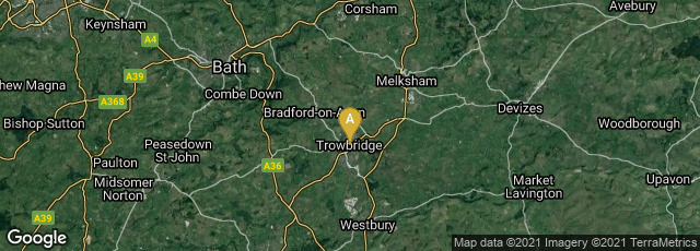 Detail map of Trowbridge, England, United Kingdom