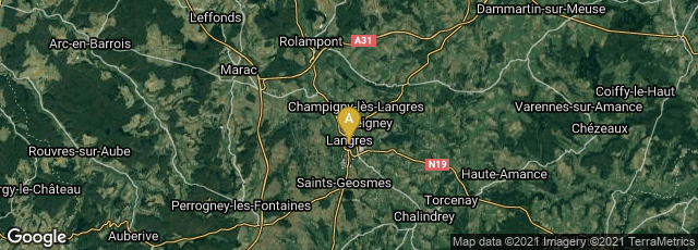 Detail map of Langres, Grand Est, France