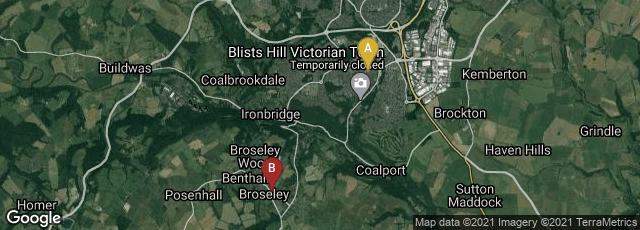 Detail map of Madeley, Telford, England, United Kingdom,Broseley, England, United Kingdom